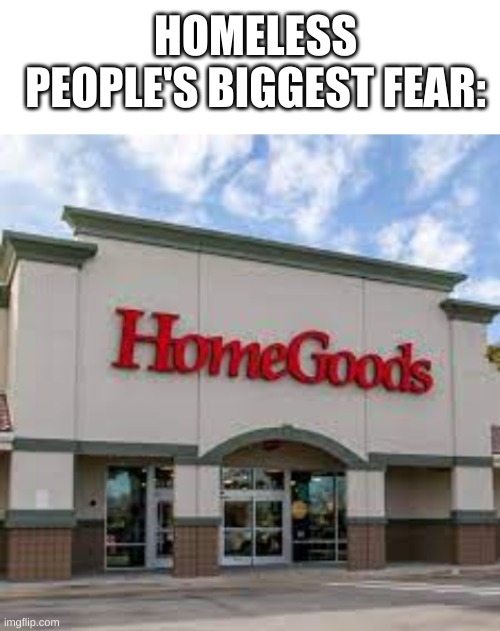 not sorry for homeless people (jk) | HOMELESS PEOPLE'S BIGGEST FEAR: | image tagged in blank white template | made w/ Imgflip meme maker