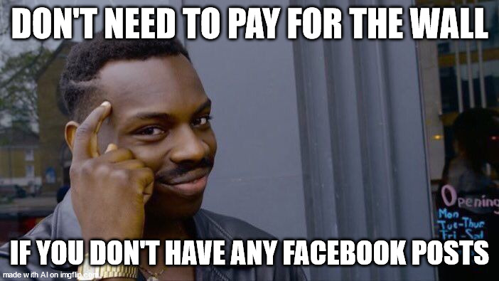 smart | DON'T NEED TO PAY FOR THE WALL; IF YOU DON'T HAVE ANY FACEBOOK POSTS | image tagged in memes,roll safe think about it,funny,funny memes,fun | made w/ Imgflip meme maker