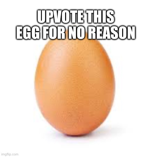 Egg | UPVOTE THIS EGG FOR NO REASON | image tagged in egg,upvote begging,upvote,funny | made w/ Imgflip meme maker
