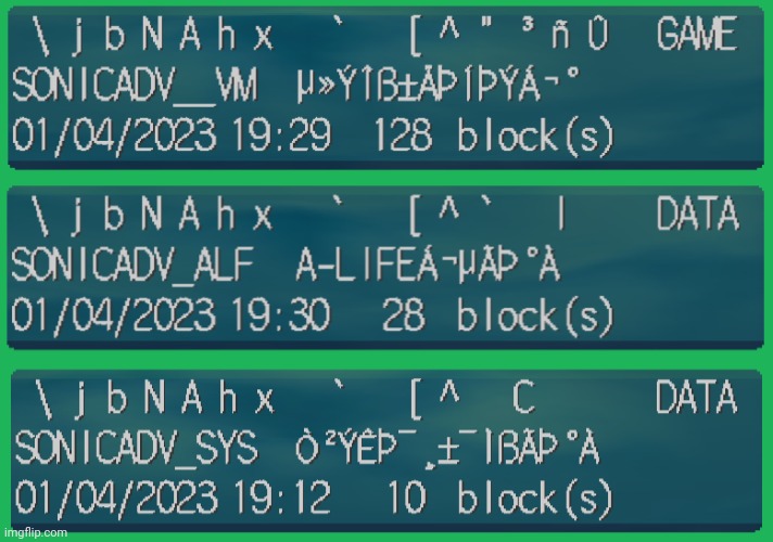 Gibberish savedata! | image tagged in gibberish savedata | made w/ Imgflip meme maker