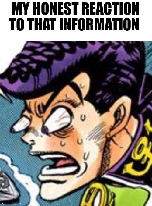 Surprised josuke | MY HONEST REACTION TO THAT INFORMATION | image tagged in what did you do | made w/ Imgflip meme maker
