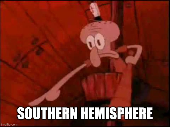 Squidward pointing | SOUTHERN HEMISPHERE | image tagged in squidward pointing | made w/ Imgflip meme maker