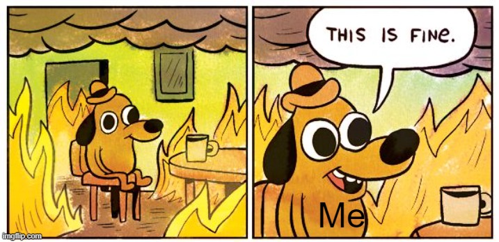 This Is Fine Meme | Me | image tagged in memes,this is fine | made w/ Imgflip meme maker