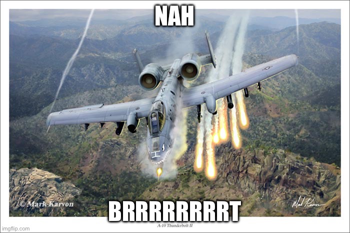 A10 Warthog | NAH BRRRRRRRRT | image tagged in a10 warthog | made w/ Imgflip meme maker