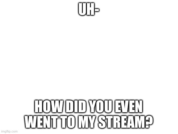 UH- HOW DID YOU EVEN WENT TO MY STREAM? | made w/ Imgflip meme maker