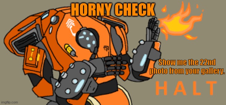 Horny check. | HORNY CHECK; Show me the 22nd photo from your gallery. | made w/ Imgflip meme maker