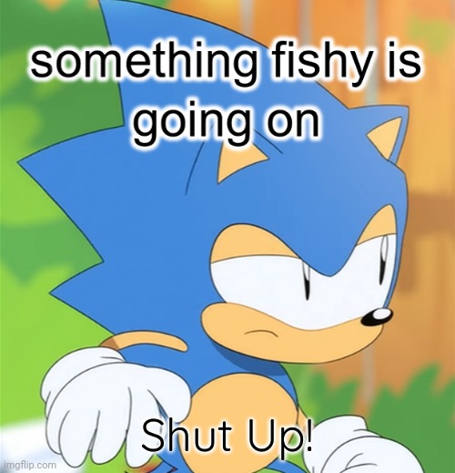 Sonic something fishy is going on | Shut Up! | image tagged in sonic something fishy is going on | made w/ Imgflip meme maker