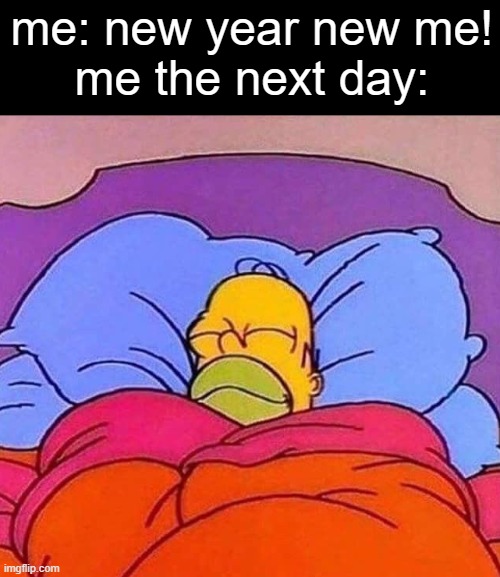 hmm | me: new year new me!
me the next day: | image tagged in homer simpson sleeping peacefully | made w/ Imgflip meme maker