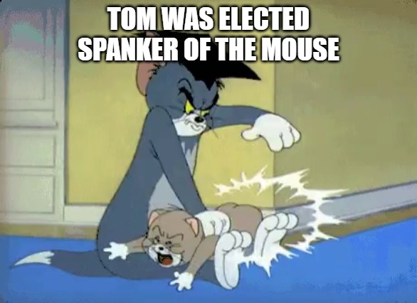 Speaker of the House | TOM WAS ELECTED SPANKER OF THE MOUSE | image tagged in tom and jerry | made w/ Imgflip meme maker