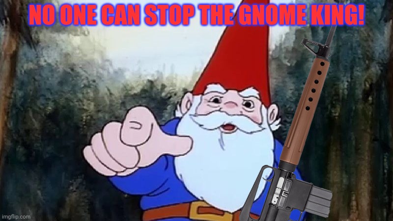 David the gnome | NO ONE CAN STOP THE GNOME KING! | image tagged in david the gnome | made w/ Imgflip meme maker