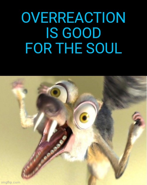 Overreacting Squirrel | OVERREACTION IS GOOD FOR THE SOUL | image tagged in overreacting squirrel | made w/ Imgflip meme maker