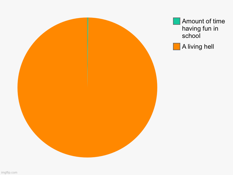 A living hell, Amount of time having fun in school | image tagged in charts,pie charts | made w/ Imgflip chart maker