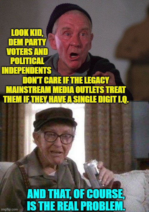 Dem Party voters and too many 'political independents' act as if they DO have low I.Q.s. | LOOK KID, DEM PARTY VOTERS AND POLITICAL INDEPENDENTS; DON'T CARE IF THE LEGACY MAINSTREAM MEDIA OUTLETS TREAT THEM IF THEY HAVE A SINGLE DIGIT I.Q. AND THAT, OF COURSE, IS THE REAL PROBLEM. | image tagged in true | made w/ Imgflip meme maker
