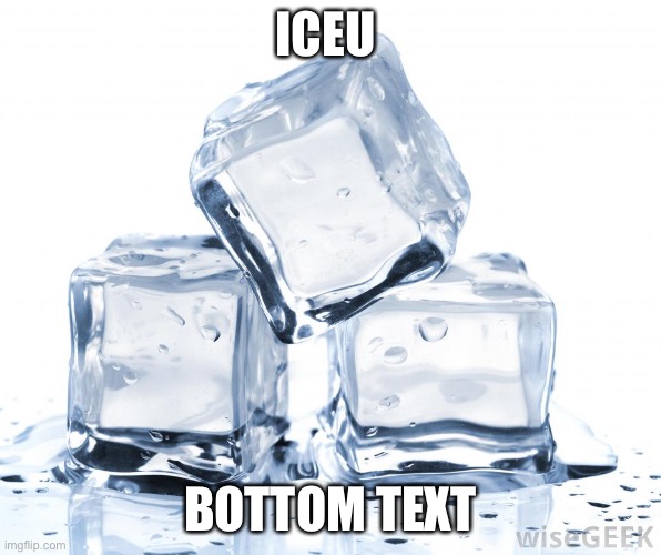 ice cubes | ICEU; BOTTOM TEXT | image tagged in ice cubes,iceu,bottom text | made w/ Imgflip meme maker