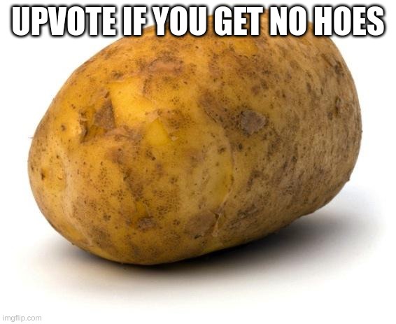 I am a potato | UPVOTE IF YOU GET NO HOES | image tagged in i am a potato | made w/ Imgflip meme maker