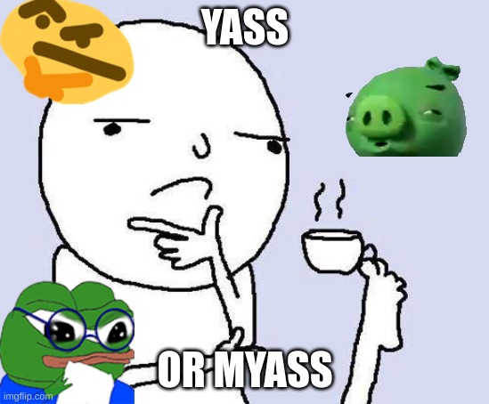 thinking meme | YASS OR MYASS | image tagged in thinking meme | made w/ Imgflip meme maker