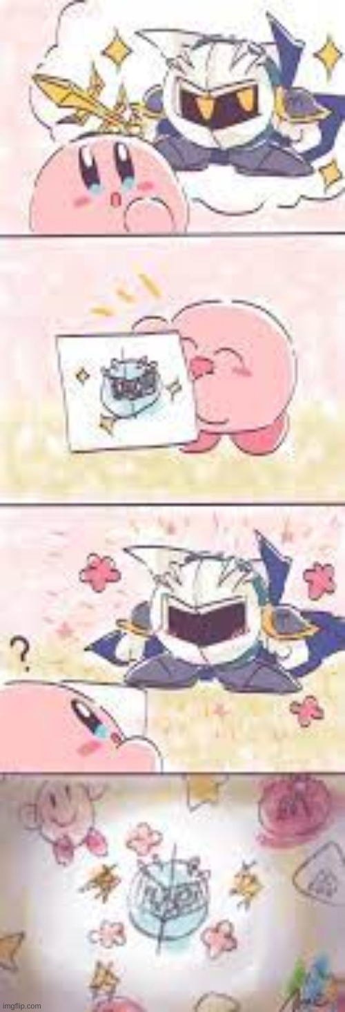Kirby and metaknight | image tagged in kirby,cute | made w/ Imgflip meme maker