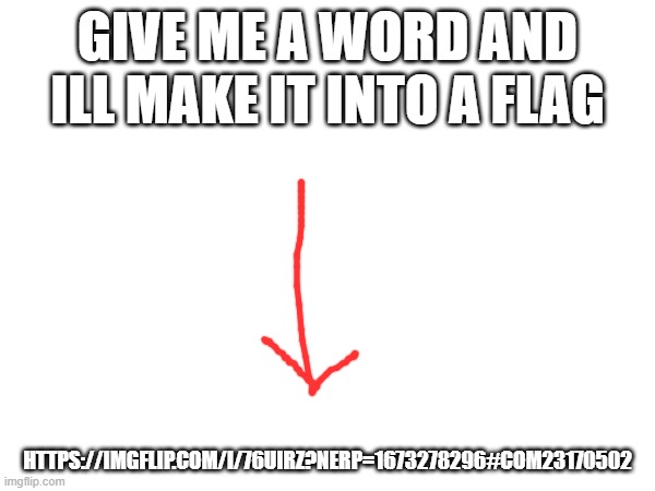 GIVE ME A WORD AND ILL MAKE IT INTO A FLAG; HTTPS://IMGFLIP.COM/I/76UIRZ?NERP=1673278296#COM23170502 | made w/ Imgflip meme maker