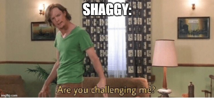 are you challenging me | SHAGGY: | image tagged in are you challenging me | made w/ Imgflip meme maker