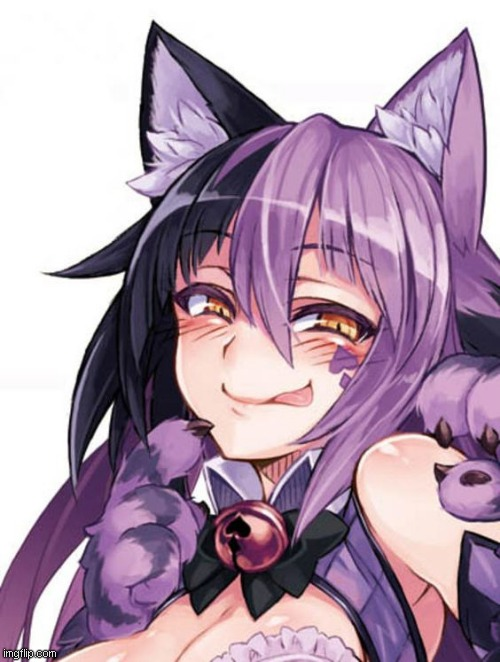 Smug Purple/Black Cat Girl Blank Meme Template