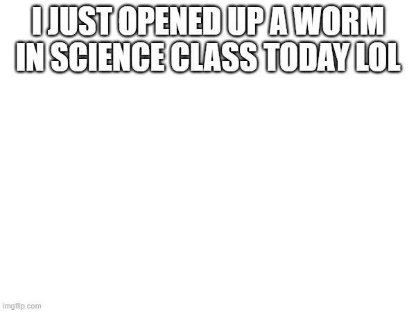 it was epic | I JUST OPENED UP A WORM IN SCIENCE CLASS TODAY LOL | made w/ Imgflip meme maker