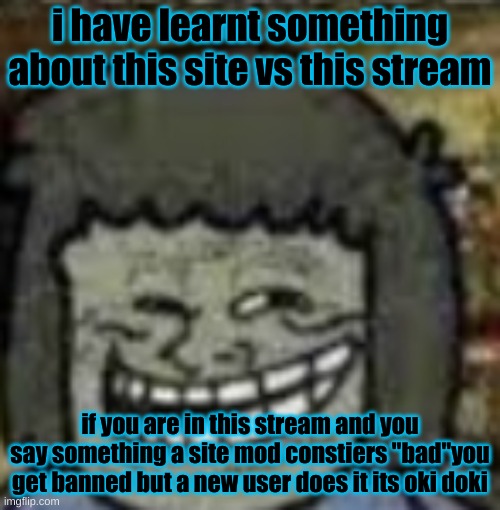 you know who else? | i have learnt something about this site vs this stream; if you are in this stream and you say something a site mod constiers "bad"you get banned but a new user does it its oki doki | image tagged in you know who else | made w/ Imgflip meme maker