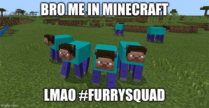 furrysquad | BRO ME IN MINECRAFT; LMAO #FURRYSQUAD | image tagged in me and the boys | made w/ Imgflip meme maker