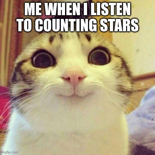 Smiling Cat | ME WHEN I LISTEN TO COUNTING STARS | image tagged in memes,smiling cat | made w/ Imgflip meme maker