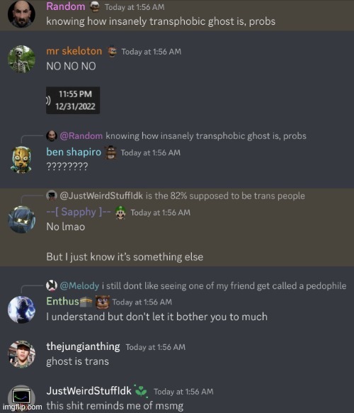 I'm out of stuff to post here's an old discord conversation | made w/ Imgflip meme maker