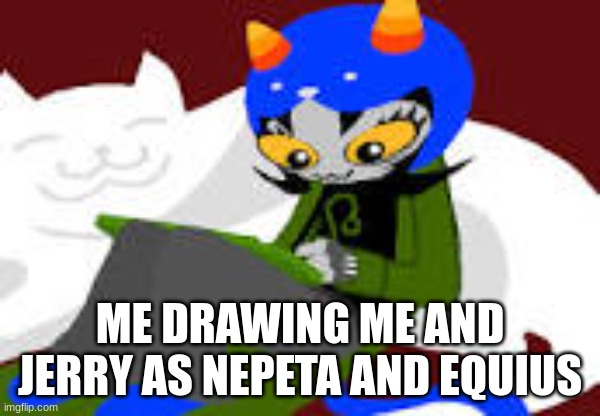 hhehhebshbajbsja,mjan | ME DRAWING ME AND JERRY AS NEPETA AND EQUIUS | image tagged in homestuck | made w/ Imgflip meme maker