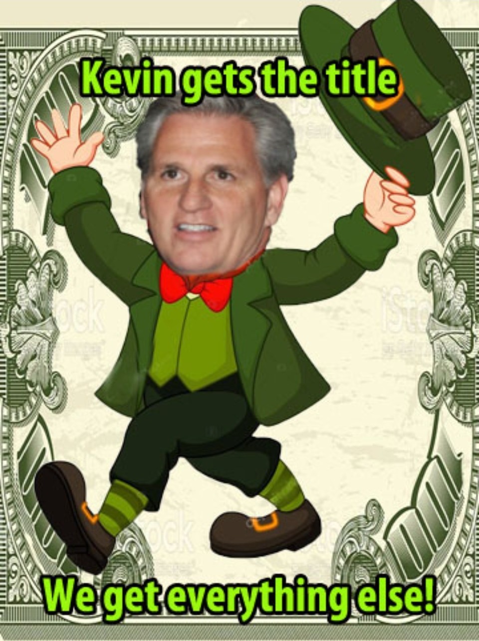 Elf on a Shelf or Leprechaun in the Laundry? | image tagged in elf on the shelf,buddy the elf excited,leprechaun,kevin mccarthy,sellout,rino | made w/ Imgflip meme maker