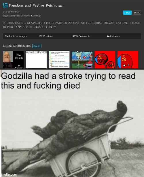 An even further investigation | image tagged in memes,funny,godzilla,spam,terrorist,organization | made w/ Imgflip meme maker