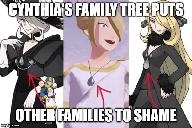 pokemon facts | CYNTHIA'S FAMILY TREE PUTS; OTHER FAMILIES TO SHAME | image tagged in pokemon family tree | made w/ Imgflip meme maker