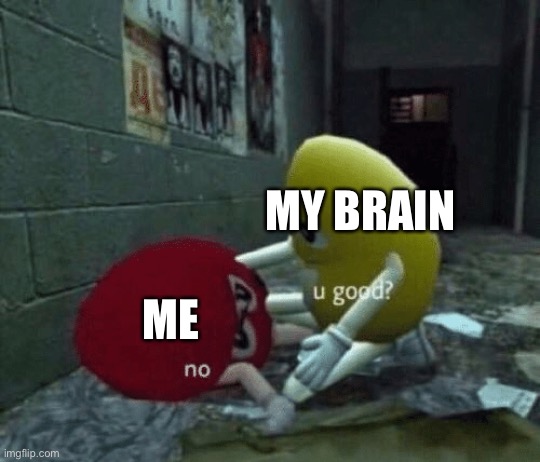 You good? | MY BRAIN; ME | image tagged in you good | made w/ Imgflip meme maker