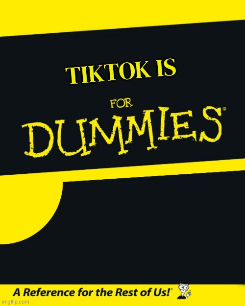 For Dummies | TIKTOK IS | image tagged in for dummies | made w/ Imgflip meme maker