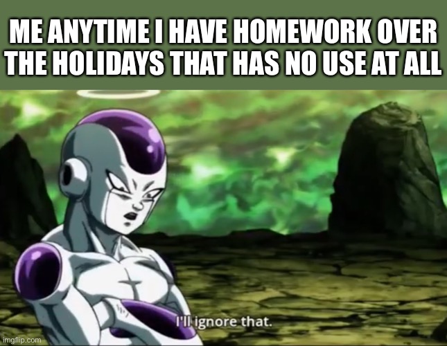 Only if it has no use | ME ANYTIME I HAVE HOMEWORK OVER THE HOLIDAYS THAT HAS NO USE AT ALL | image tagged in funny,school,memes | made w/ Imgflip meme maker