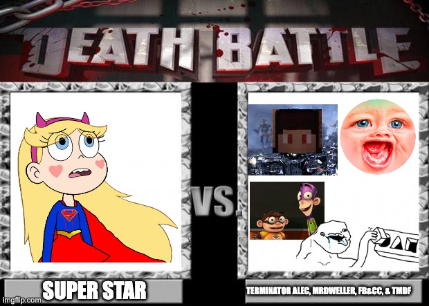 i think Star is Overpowered by herself | SUPER STAR; TERMINATOR ALEC, MRDWELLER, FB&CC, & TMDF | image tagged in death battle,star vs the forces of evil,memes,mrdweller sucks,supergirl,star butterfly | made w/ Imgflip meme maker