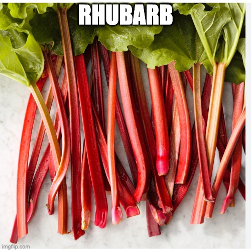 Rhubarb | RHUBARB | image tagged in rhubarb | made w/ Imgflip meme maker