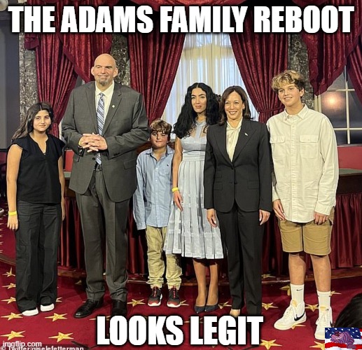 They couldn't buy clothes that fit? | THE ADAMS FAMILY REBOOT; LOOKS LEGIT | image tagged in adams family | made w/ Imgflip meme maker
