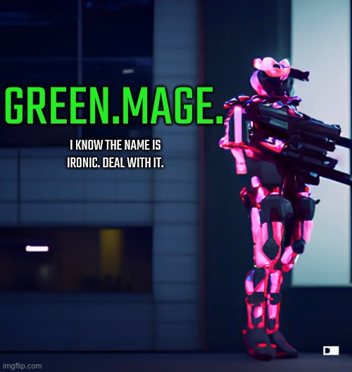 GREEN.MAGE. I KNOW THE NAME IS IRONIC. DEAL WITH IT. | made w/ Imgflip meme maker