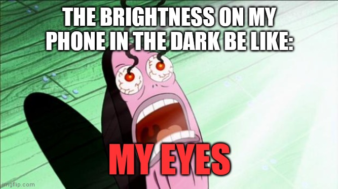 Spongebob My Eyes | THE BRIGHTNESS ON MY PHONE IN THE DARK BE LIKE:; MY EYES | image tagged in spongebob my eyes | made w/ Imgflip meme maker