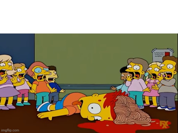 Bart fakes his death With Spaghetti | image tagged in simpsons,bart simpson,spaghetti | made w/ Imgflip meme maker