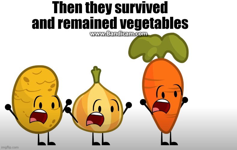 What?! Part Two | Then they survived and remained vegetables | image tagged in what part two | made w/ Imgflip meme maker