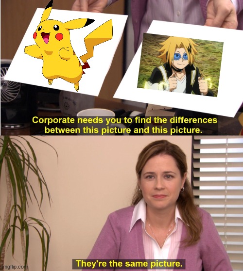 pikachu vs denki kaminari | image tagged in memes,they're the same picture | made w/ Imgflip meme maker