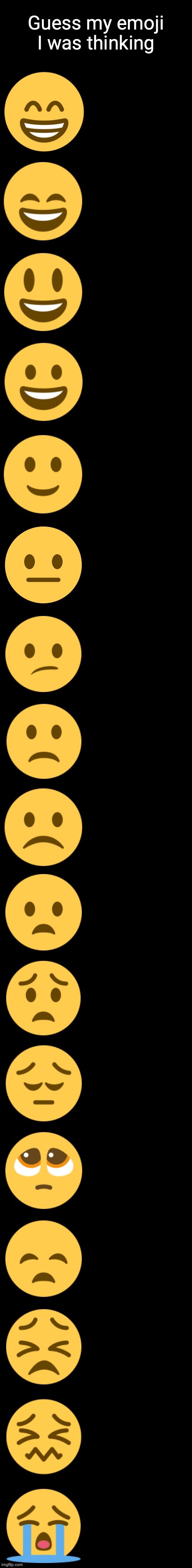 Everyone go guess. | Guess my emoji I was thinking | image tagged in emoji becoming sad extended | made w/ Imgflip meme maker