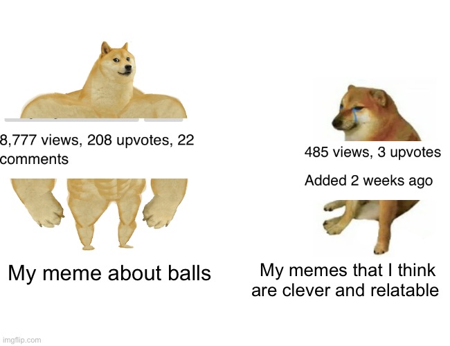 And then lettuce came along | My meme about balls; My memes that I think are clever and relatable | image tagged in memes,buff doge vs cheems | made w/ Imgflip meme maker