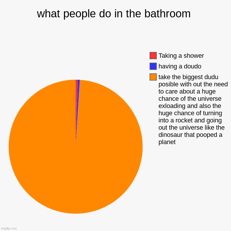 true??? | what people do in the bathroom | take the biggest dudu posible with out the need to care about a huge chance of the universe exloading and a | image tagged in charts,pie charts | made w/ Imgflip chart maker