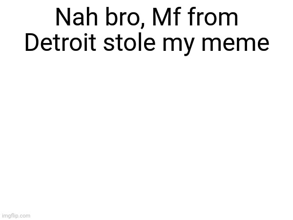 Can't have memes in Detroit | Nah bro, Mf from Detroit stole my meme | image tagged in detroit,memes,fun,funny memes | made w/ Imgflip meme maker