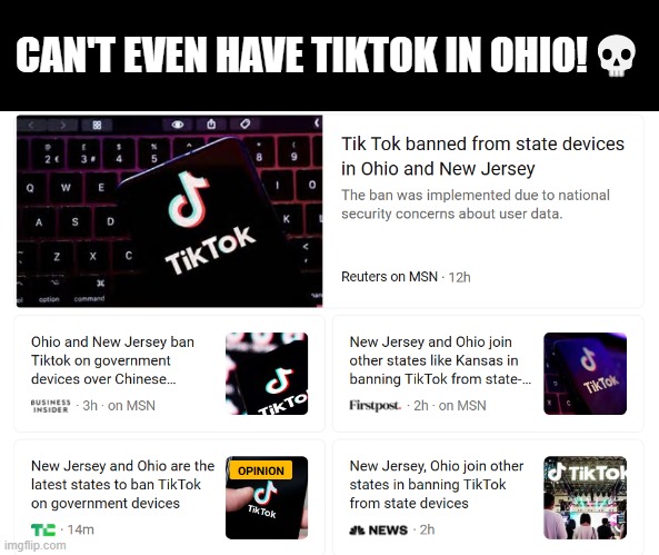 Today Ohio, Tomorrow the entire USA. | CAN'T EVEN HAVE TIKTOK IN OHIO!💀 | image tagged in ohio,tiktok | made w/ Imgflip meme maker