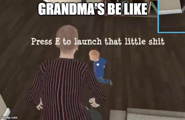 Grandma meme | GRANDMA'S BE LIKE | image tagged in press e to launch that little shit,meme | made w/ Imgflip meme maker